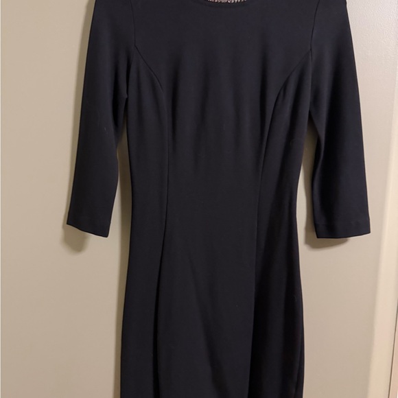 Dynamite Black Long Sleeve Dress with Embellished Neckline and Low Back - Picture 3 of 6
